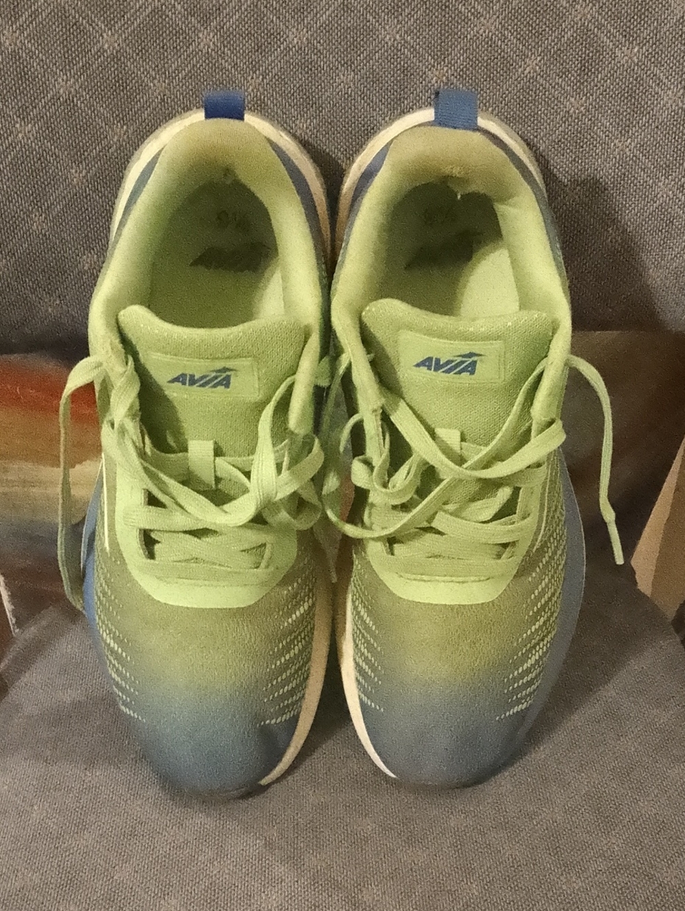 AVIA Men's Green and Blue Gradient Running Sneakers